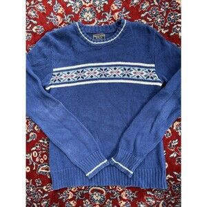 VINTAGE Abercrombie & Fitch Sweater Small Blue Fair Isle Nordic Pullover Knit